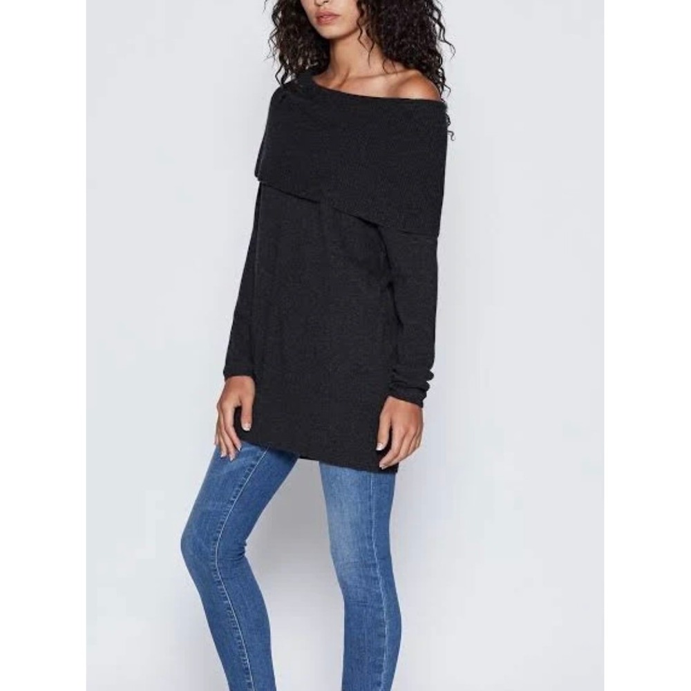 Joie Charcoal Grey Wool Cashmere Off The Shoulder Sweater Tunic Size XS